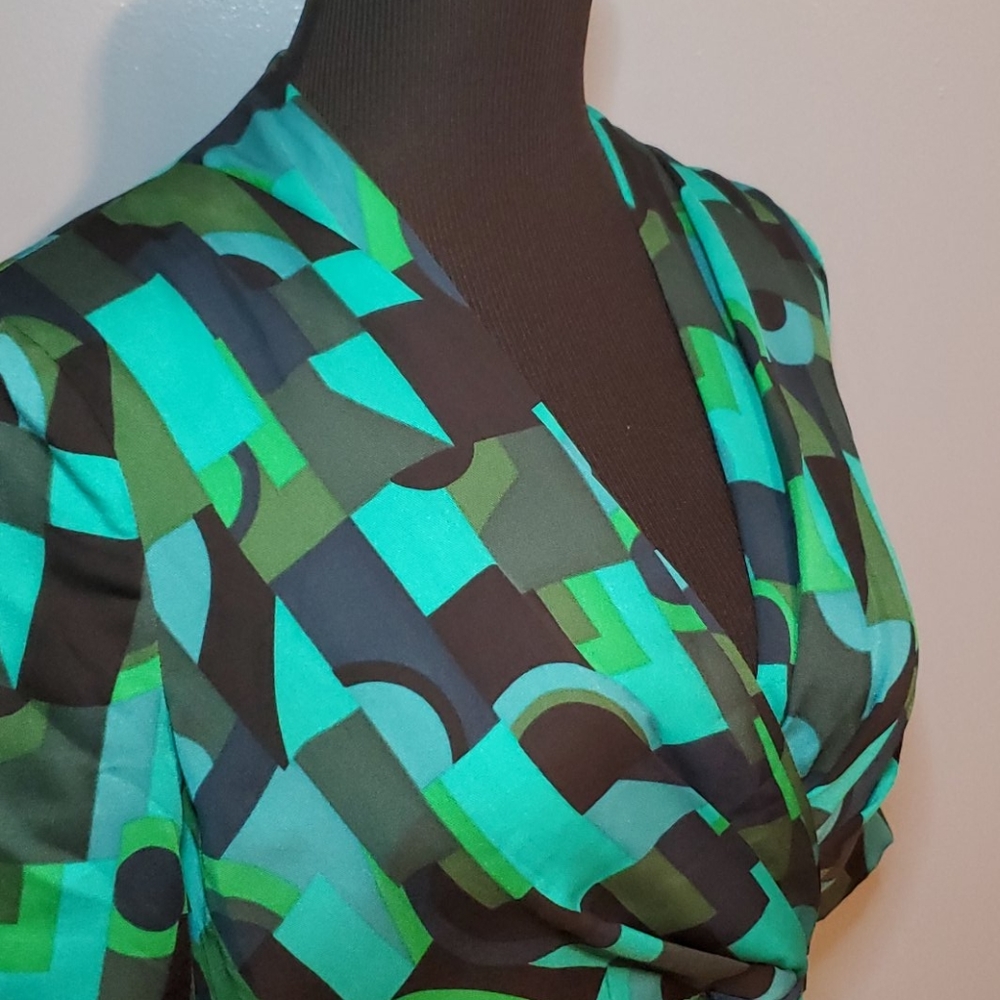 Adrianna Papell Draped Jersey Faux Wrap Dress Sz 8 - Picture 4 of 14